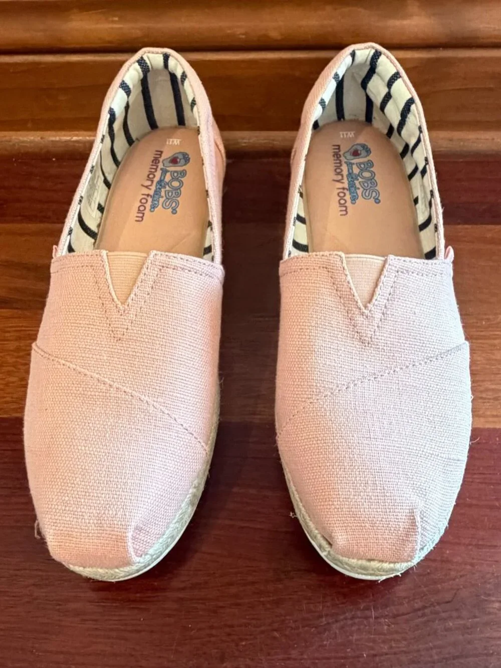 BOBS from Skechers Fairy Duster Wedge Espadrilles Pink Blush Memory Foam Size 11